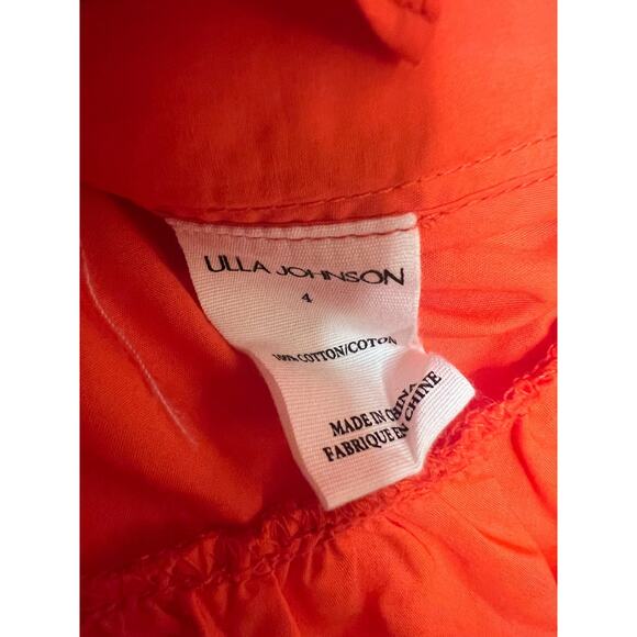 Ulla Johnson Size 4 Ruffled One Shoulder Top Orange Classy Chic - Picture 4 of 7